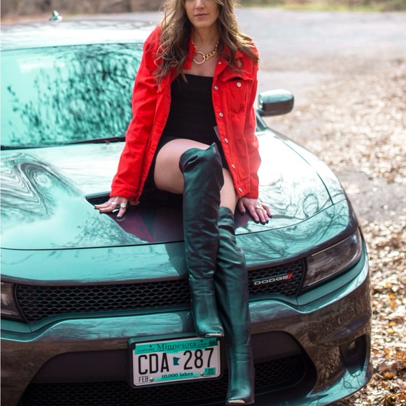 Red Ripped Denim Jacket - Picture 6 of 6